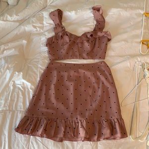 Pink set with black polka dots